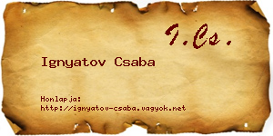 Ignyatov Csaba névjegykártya